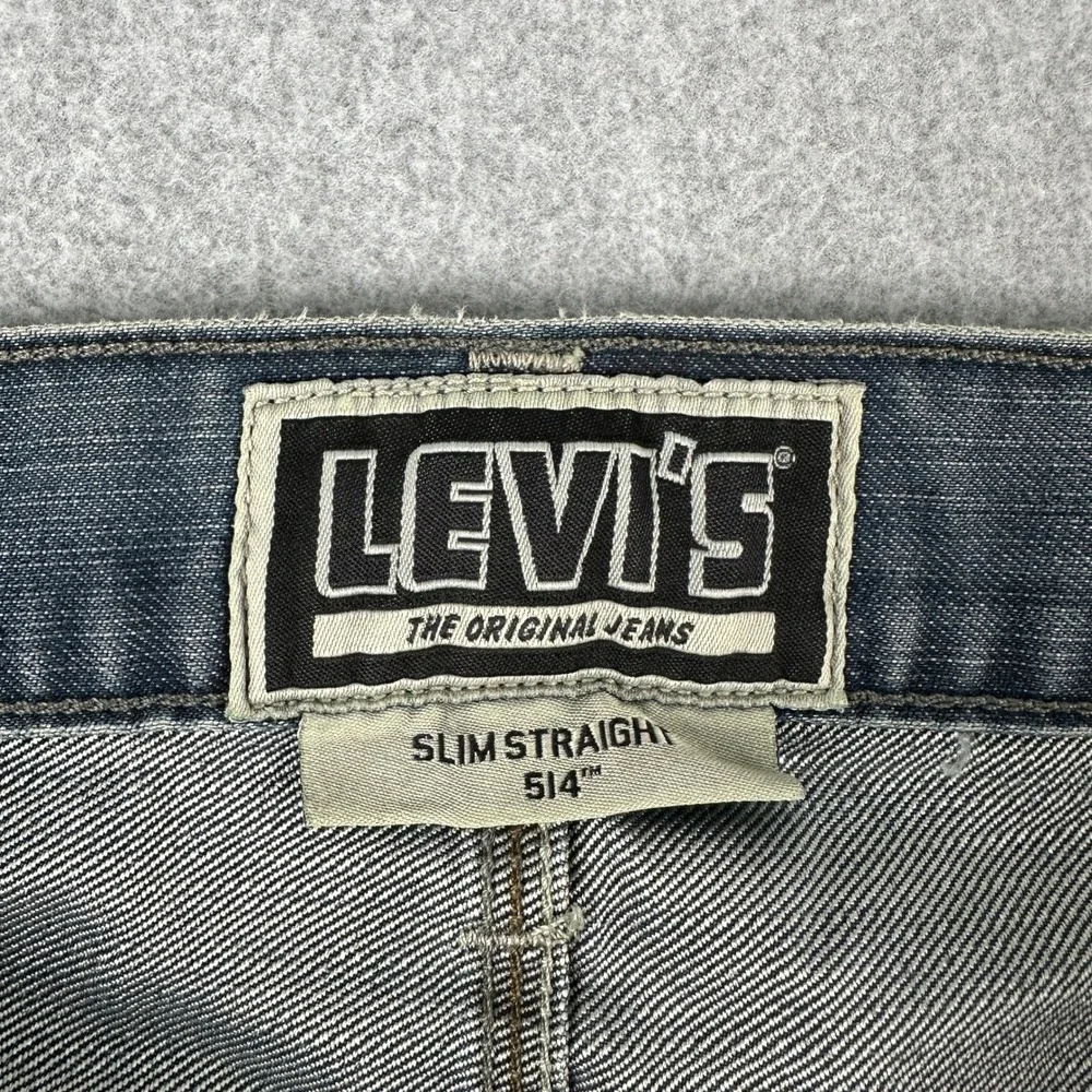 Levi's 514 Jeans Mens W36 L30 Blue Slim Straight Denim Pant Whisker Flap Pockets